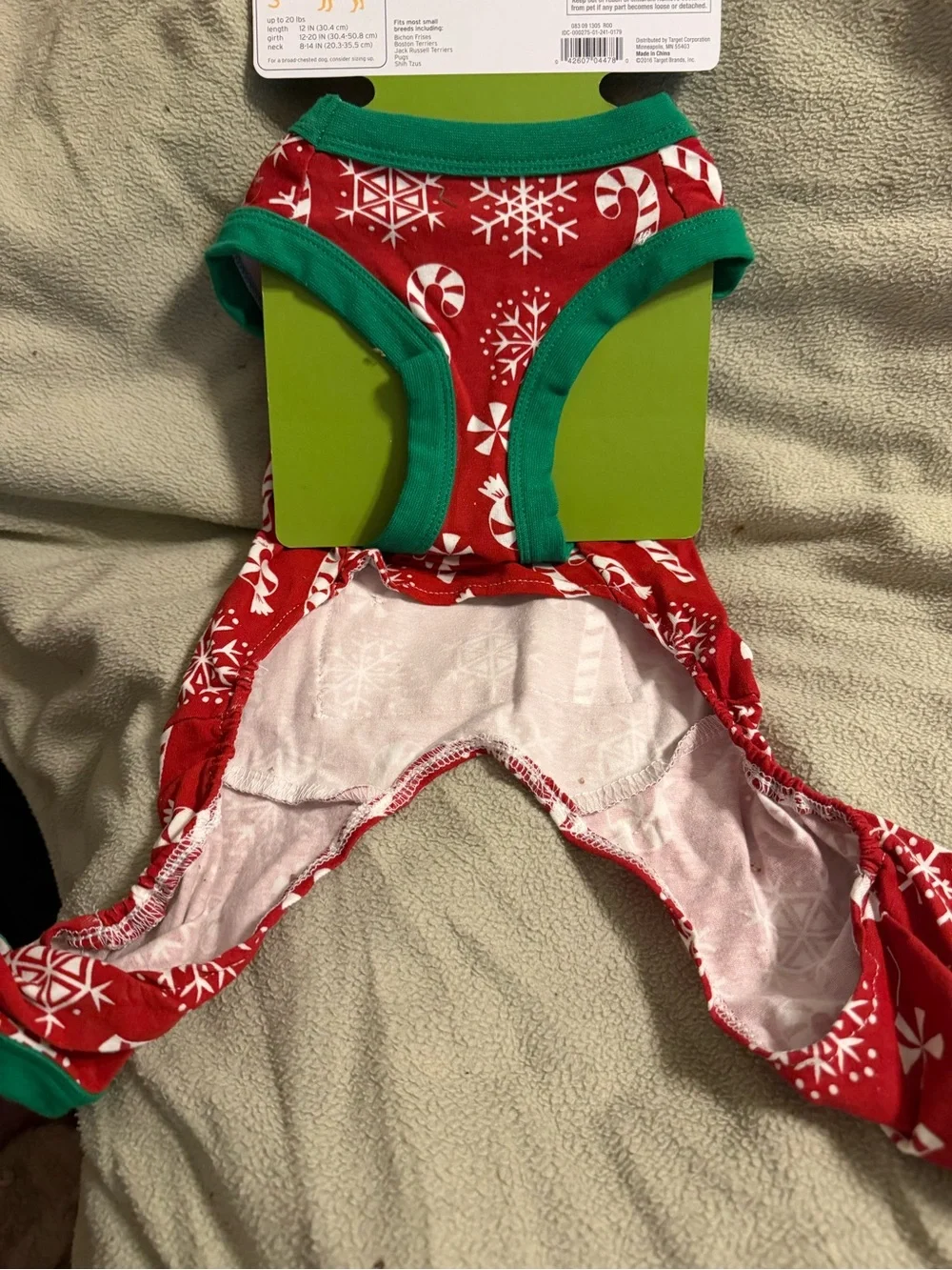 Holiday Candy Cane Dog Pajamas - Red & Green
